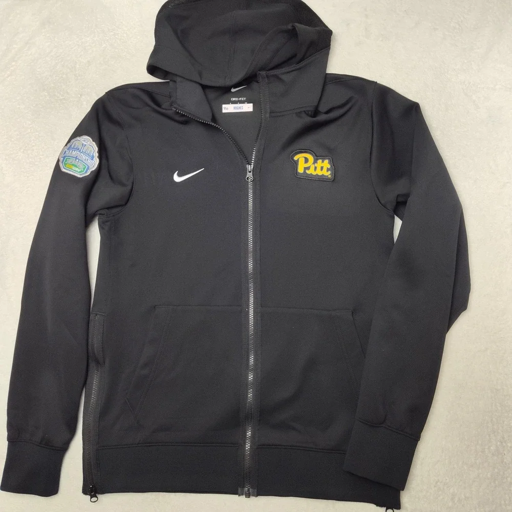 Pitt Panthers Nike Jacket Womens Small Black Hooded Full Zip Dri-FIT Football